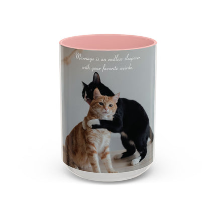 Cat Lovers Accent Mug – 15oz Ceramic Cup with Sleepover Quote