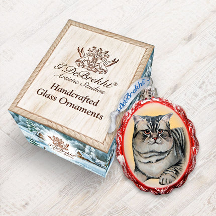 Grey Tab Mercury Glass Ornament by G. DeBrekht - Pets Dog and Cats Decor - 774016-2