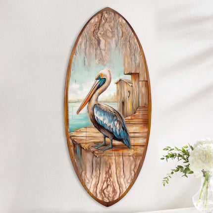 Pelican Surfboard Coastal Wall Art by G. DeBrekht - Coastal Holiday Decor - 8490128HS-2