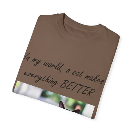 In My World Cat T-Shirt – Unisex Garment-Dyed Tee for Cat Lovers