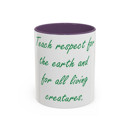 Sustainable Mug – ‘Respect the Earth’ Quote, Ceramic 11oz