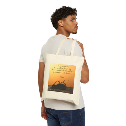 Canvas Tote – 'Be Careful Who You Let On Your Ship' Sinking Ship Sunset Quote Tote