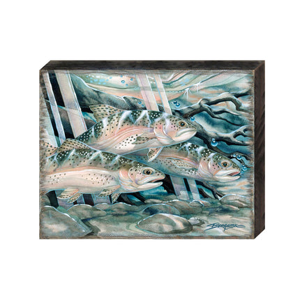 Catch the Rainbow Trout Wooden Wall Art by J. Bergsma - Nature Wildlife Decor - 85922674B-JB-4