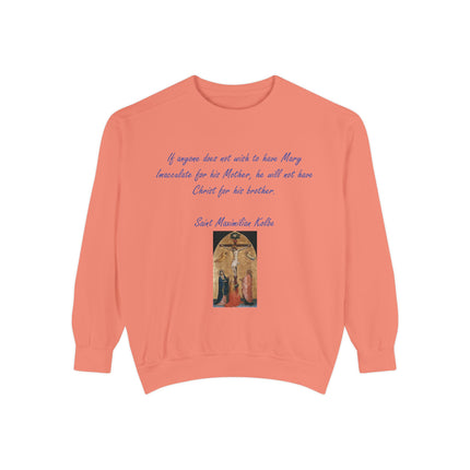 Saint Kolbe Marian Sweatshirt – Unisex Garment-Dyed Faith Wear
