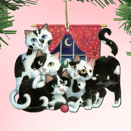 Cookies and Cream Wooden Ornaments Pets - Tree Ornament by Laura Seeley - Pets Dog and Cats Decor - 8512053-LS-0