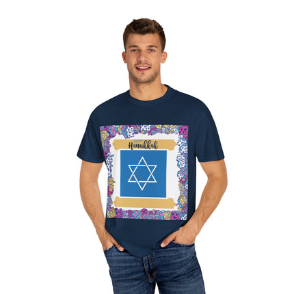 Happy Hanukkah Tee – Unisex Garment-Dyed Shirt for the Festival of Lights