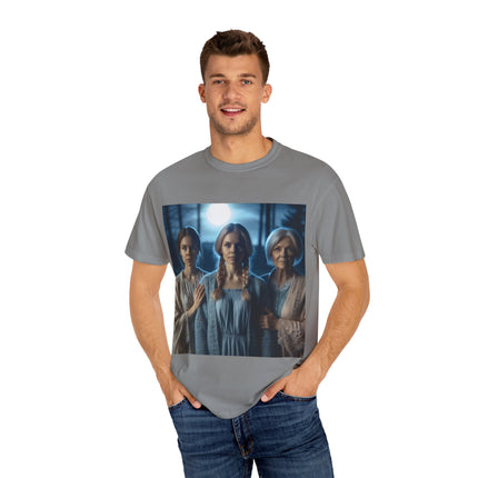 Mystical Sisterhood Tee – Garment-Dyed Shirt of Triple Goddess