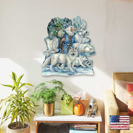 Cool Winds Father Winter Animals Wall Art by J. Bergsma - Wildlife Holiday Decor - 8591862W-JB-1
