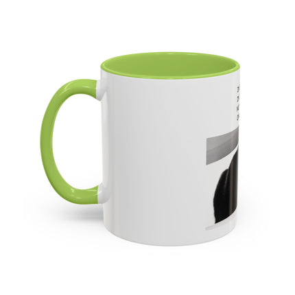 Black Cat Coffee Mug — “In the Here In the Now No Worries Only Meow” Accent Mug