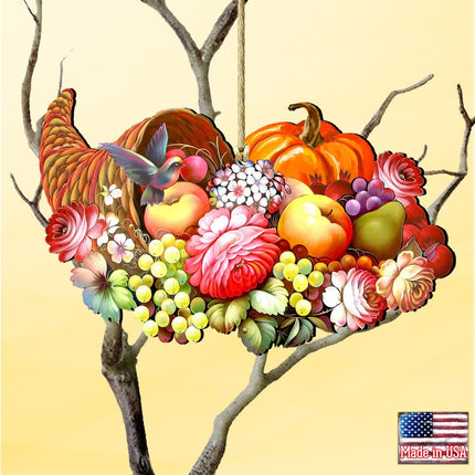 Cornucopia Wooden Ornaments Fall by G. DeBrekht - Thanksgiving Halloween Decor - 8158907-2