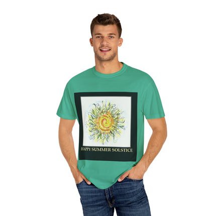Summer Solstice Tee – Unisex Garment-Dyed Shirt with Sun Design
