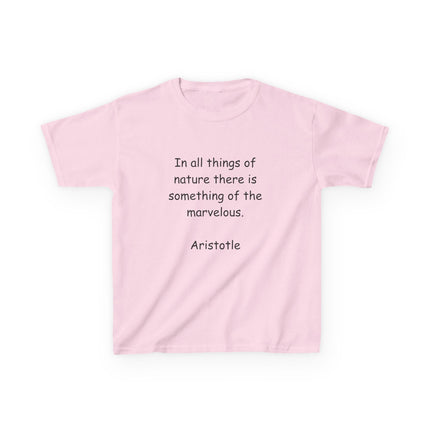Aristotle Quote Kids Tee – Heavy Cotton Shirt on Nature & Wonder