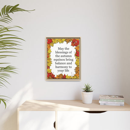 Autumn Equinox Blessing Framed Canvas — Fall Leaves Wall Art