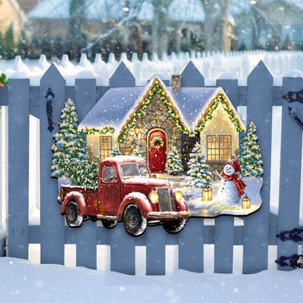 Christmas Light Lane with Truck Door Decor by D. Gelsinger - Christmas Santa Snowman Decor - 8461039H-1926-3