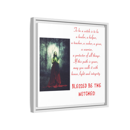 Blessed Be the Witches Framed Canvas Art — Witchy Inspirational Quote Wall Decor