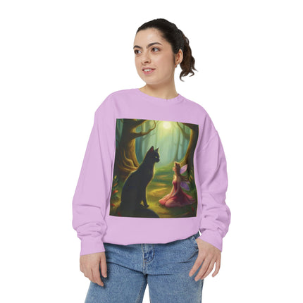 Fairy Princess & Black Cat Forest Sweatshirt