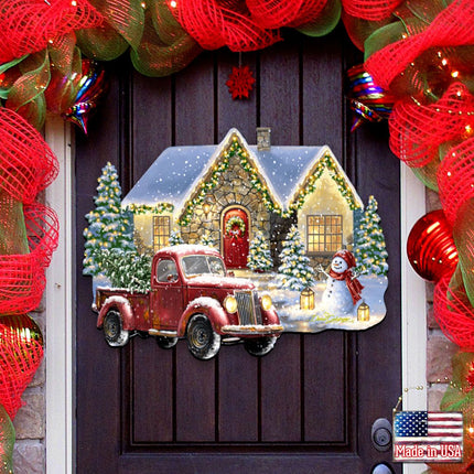 Christmas Light Lane with Truck Door Decor by D. Gelsinger - Christmas Santa Snowman Decor - 8461039H-1926-0