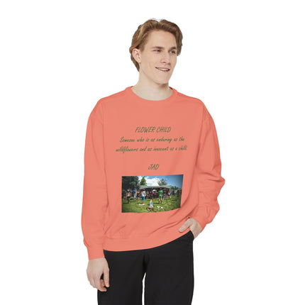 Flower Child Unisex Garment-Dyed Sweatshirt | Vintage Aesthetic | Perfect for Festivals & Everyday Wear