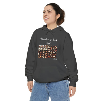 Chocolate Lover Hoodie — "Chocolate Is Brain Fuel" Photo Print