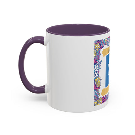 Hanukkah Star of David Accent Coffee Mug — Festive Dreidel Border 11/15oz