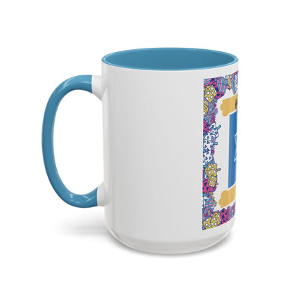 Hanukkah Star of David Accent Coffee Mug — Festive Dreidel Border 11/15oz