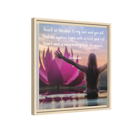 Framed Wall Art - 'Ageless Hippie' Inspirational Yoga Canvas