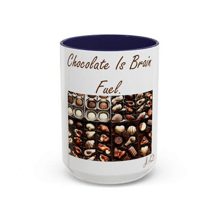 Chocolate Is Brain Fuel Accent Mug – 15oz – Sweet & Smart Gift