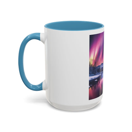 Aurora Lake Accent Coffee Mug — Northern Lights Landscape 11/15oz
