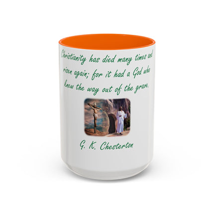 Chesterton Quote Mug – Resurrection Design – Accent Ceramic – 15oz