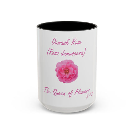 Damask Rose Coffee Mug — "The Queen of Flowers" Botanical Tea Cup