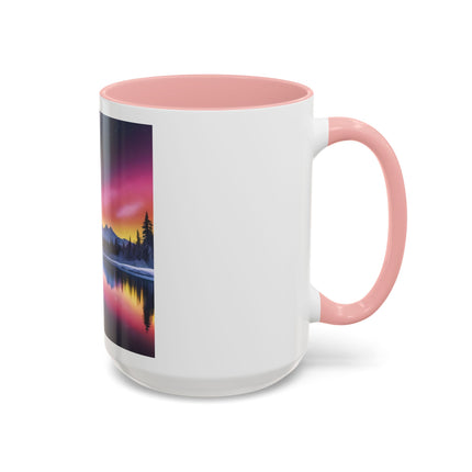 Aurora Lake Accent Coffee Mug — Northern Lights Landscape 11/15oz