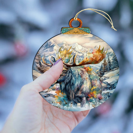 Mighty Moose Of Alaska Wooden Ornaments by G.Debrekht - Wildlife Holiday Decor - 870054-4