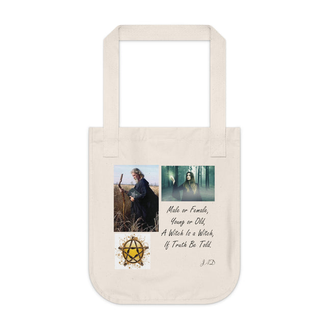 Witchy Organic Canvas Tote Bag - Empowering Quote & Nature Design