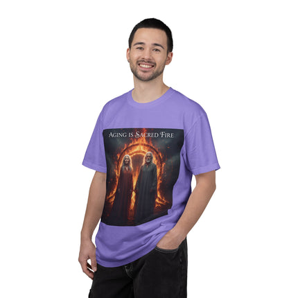 Aging Is Sacred Fire T-Shirt — Mystic Elder Flames Graphic Tee