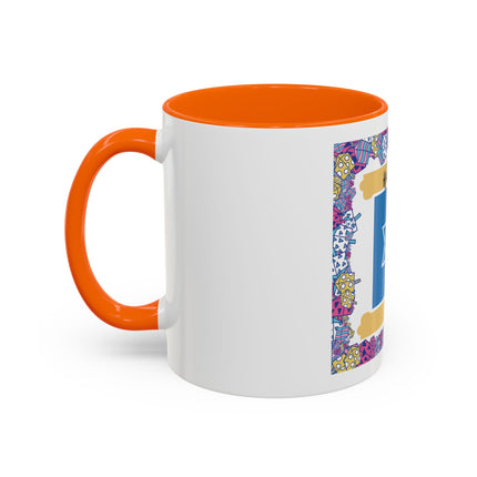 Hanukkah Star of David Accent Coffee Mug — Festive Dreidel Border 11/15oz