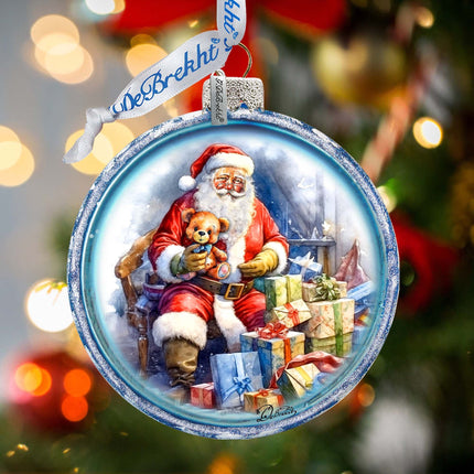 Santa Ball Glass Ornament by G. Debrekht - Christmas Santa Snowman Décor - 73563C-4