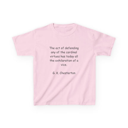 Inspirational Kids Tee – Chesterton Quote on Courage & Virtue