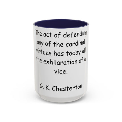 Defend Virtue Mug – 15oz Accent Ceramic | G.K. Chesterton Quote