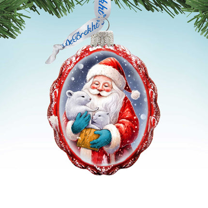 Santa with Cubs Mercury Glass Ornaments by G. Debrekht - Christmas Santa Snowman Decor - 776012-1