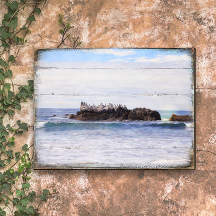 Rock at the Shore Wooden Coastal Wall Art by Nature Wonders - Coastal Sea-Life Decor - 95252-2B-1