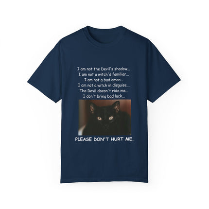 Unisex Cat-Themed T-Shirt – "Please Don't Hurt Me" Design