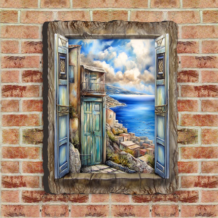 Coastal View Landscape Window Wall Art by G. DeBrekht Coastal Decor - 8492108W-4