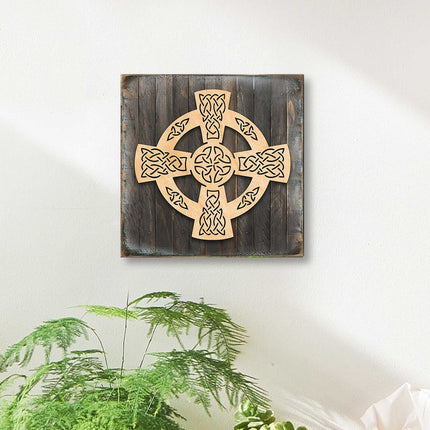 Celtic Wheel Cross Art Wooden Wall Art by Celtic Art - Celtic Decor - 953161B-3