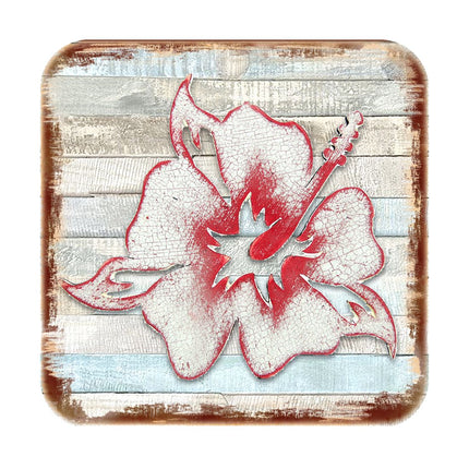 Hibiscus Flower Wooden Cork Coasters Gift Set of 4 by Nature Wonders - Nature Wildlife Decor  - 8198421-9C-S4-3