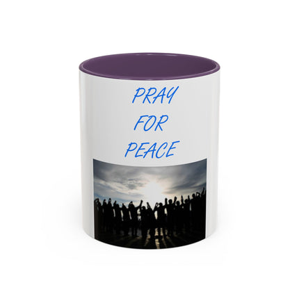 Pray for Peace Accent Coffee Mug – Inspirational – 11oz