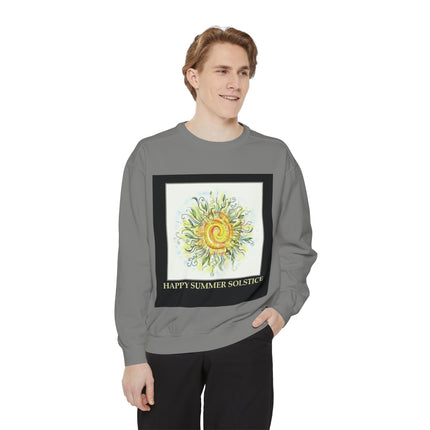 Happy Summer Solstice Unisex Sweatshirt - Cozy Garment-Dyed Apparel for Seasonal Celebrations
