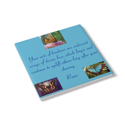 Inspirational Butterfly Ceramic Coaster with Rumi Quote