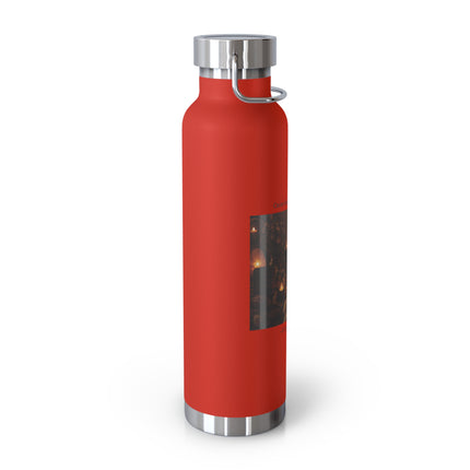 22oz Copper Vacuum Bottle — "Cacao doesn’t wake me up, it brings me home" Warm Rustic Coffee Thermos