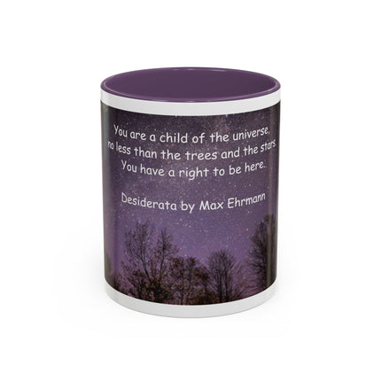 Inspirational Starry Night Coffee Mug — "You are a child of the universe" Quote