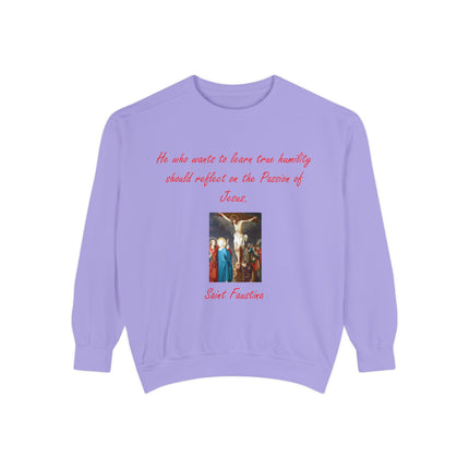 Inspirational Saint Faustina Sweatshirt – Unisex Garment-Dyed Crewneck